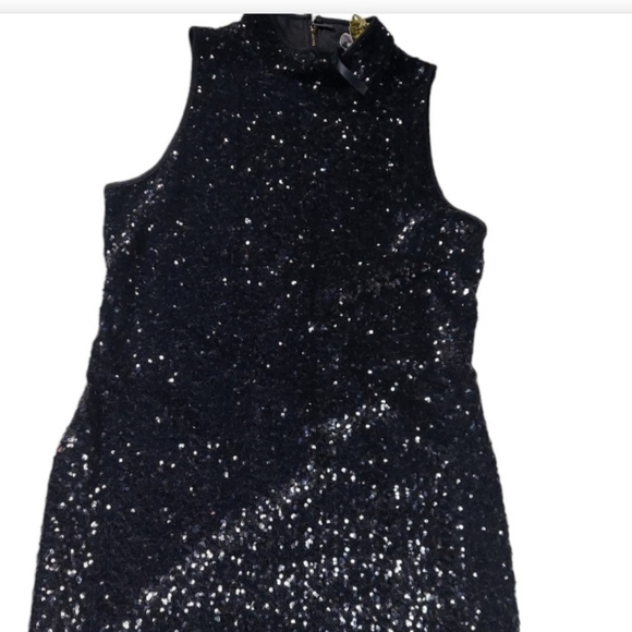 18☆Kensie Black Shimmer Sleeveless Sequin Cocktail Party Date Dress - Picture 7 of 13